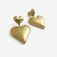 Aria Double Heart Drop Earrings by Deduet