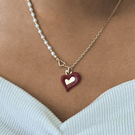 Lady wearing Aubrie Heart Pendant Necklace by Deduet