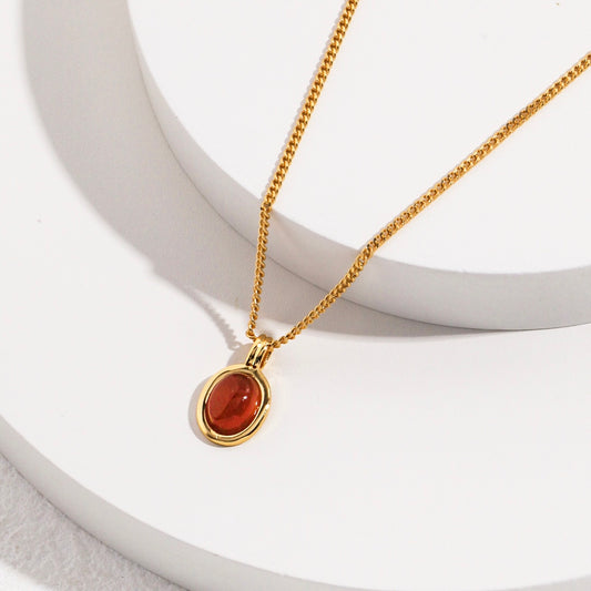 Aurelia Red Agate Pendant Necklace