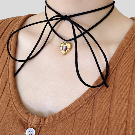 Carla Heart Pendant Necklace in Butterfly style by Deduet