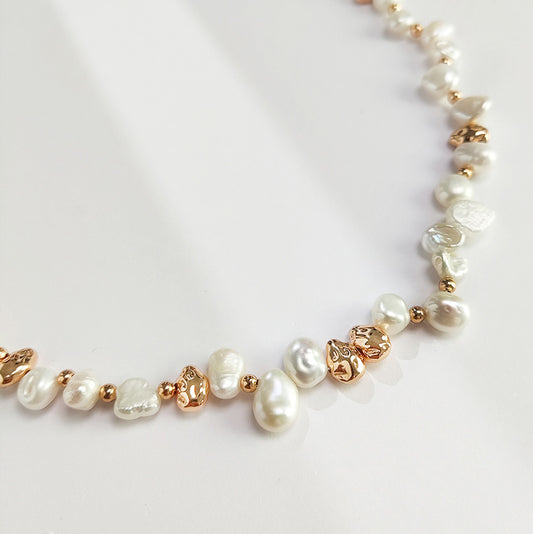 Chloe Gold Nugget Pearl Necklace by Deduet