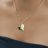 Lady wearing Mae Heart Pendant Necklace by Deduet