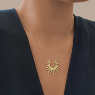 Lady wearing Nadia Pendant Necklace by Deduet