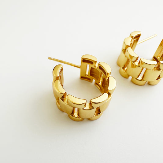 Phoenix Watch-band Earrings in Gold color by Deduet