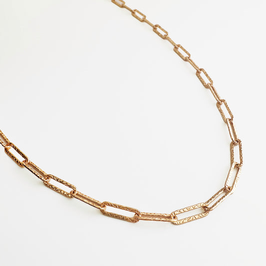 Serena Textured Paperclip Chain in Gold Color by Deduet