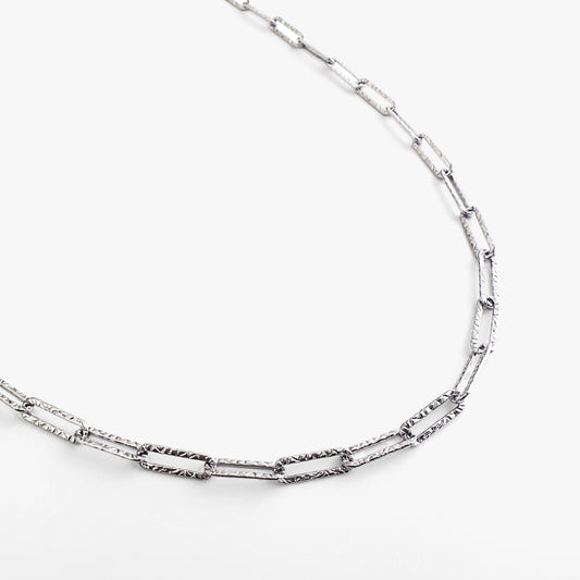 Serena Textured Paperclip Chain in Silver Color by Deduet