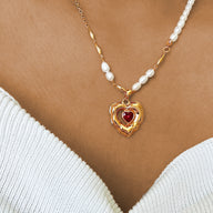 Lady wearing Simone Heart Pendant Necklace by Deduet