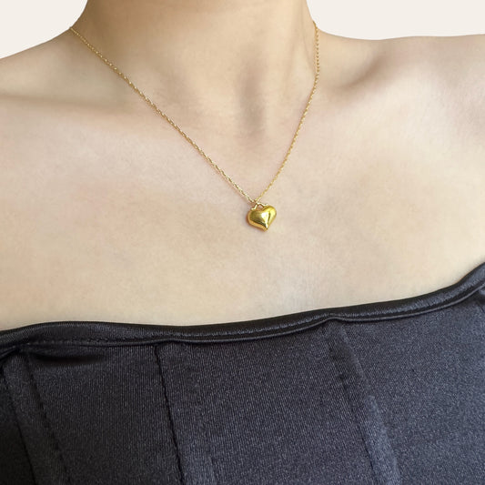 Sara Puffed Heart Pendant Necklace