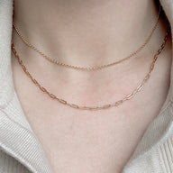 Lady wearing Natasha Layered Chain Necklace by Deduet