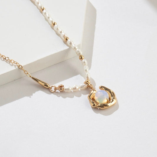 Kaylee Opal Pearl Necklace by Deduet