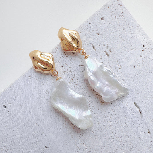 Kelsey Baroque Pearl Drop Earrings by Deduet