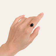 Lady wearing Olive Adjustable Black Onyx Signet Ring by Deduet