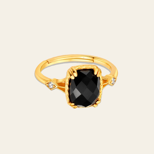 Olive Adjustable Black Onyx Signet Ring