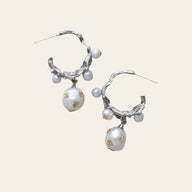 Shelby Pearl Drop Earrings in Silver by Deduet