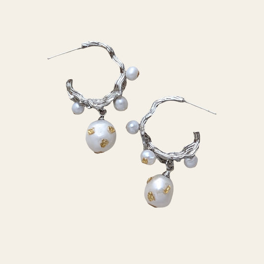 Shelby Pearl Drop Earrings in Silver by Deduet