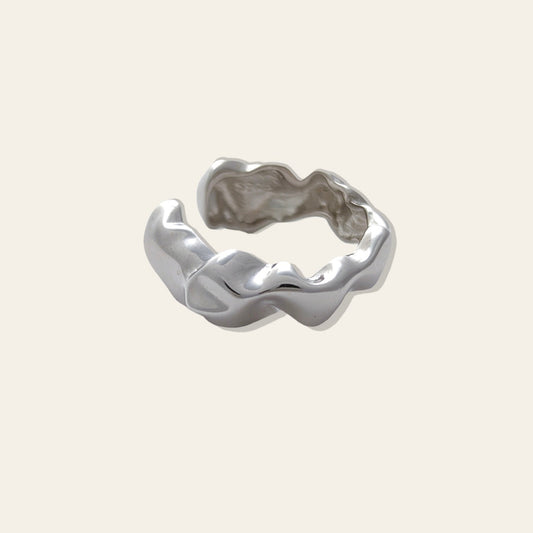 Sloane Adjustable Wavy Ring in Silver by Deduet